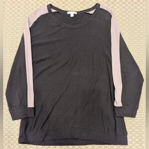 James Perse Two-Color Long Sleeve Crew Neck T-shirt Women's Size 4 Made in USA